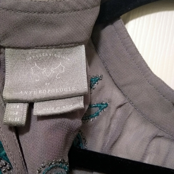 Delicate Beaded Stitched Flowy Anthropologie Dress - Picture 10 of 16